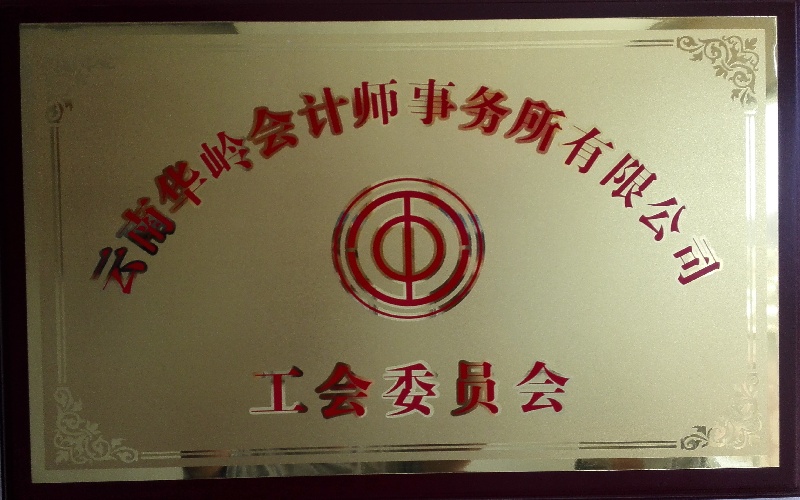 云南华岭会计师事务所工会牌匾