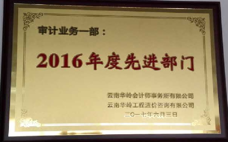 审计业务一部——2016年度先进部门